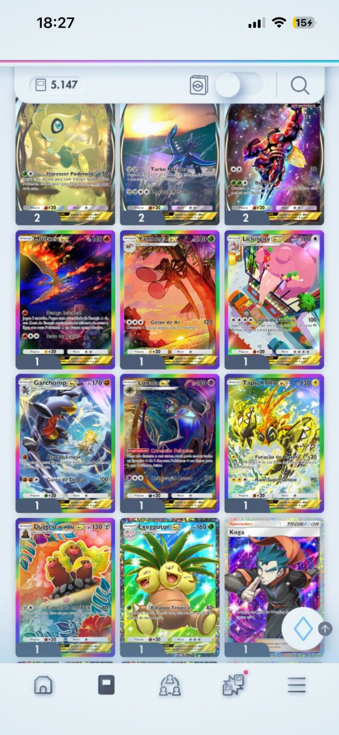 CONTA POKÉMON TCG POCKET LVL 46 COM CARTAS DOURADAS\MAIS DE 40 EXS FULL ART