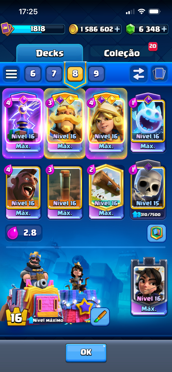 CONTA CLASH ROYALE RARA 12.500 TROFÉUS | 22 EVOS | 6K GEMAS | 8 ANOS