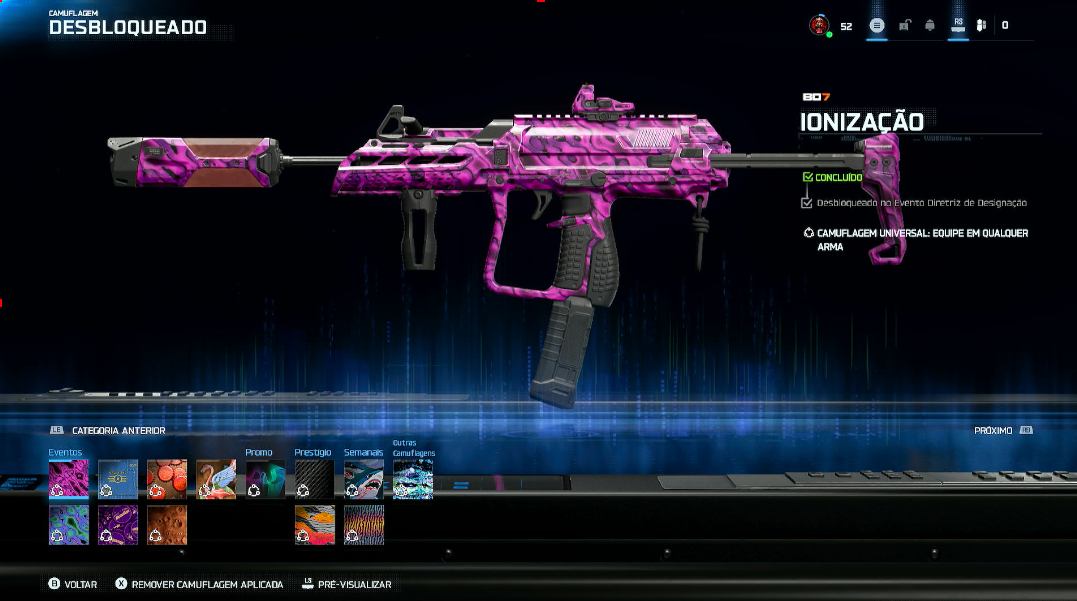 CONTAS WARZONE PRESTIGIO 9 NEXUS CAMUFLAGEM b07 WARZONE