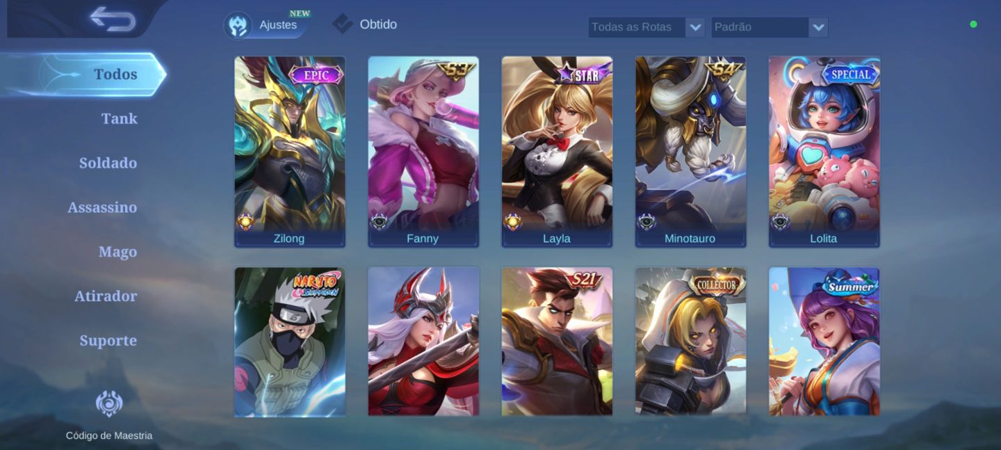 Conta mlbb muito antiga, e com legend alucard, Kakashi no haya, entre outras.