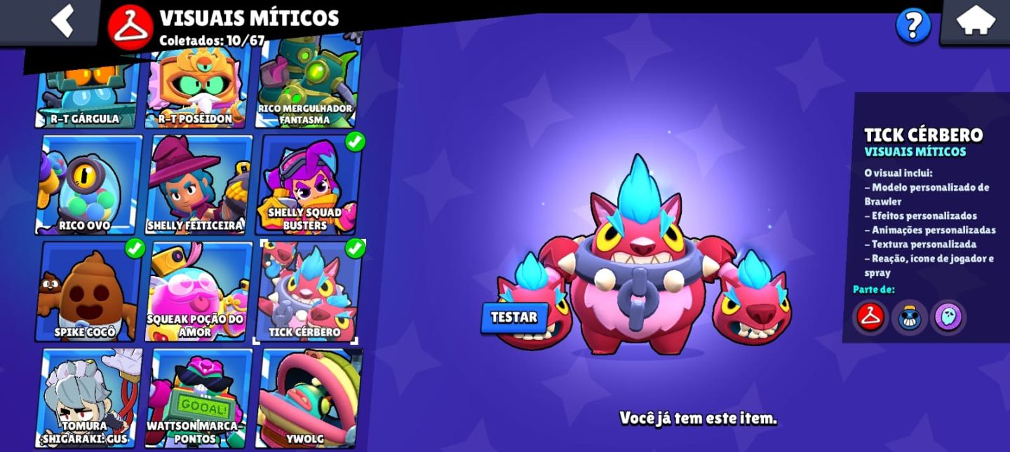 Conta brawl stars com muitas skins e todos os brawlers