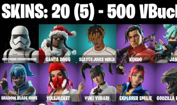20 Skins - santa dogg, slayer juice wrld, jade, 500 vbucks