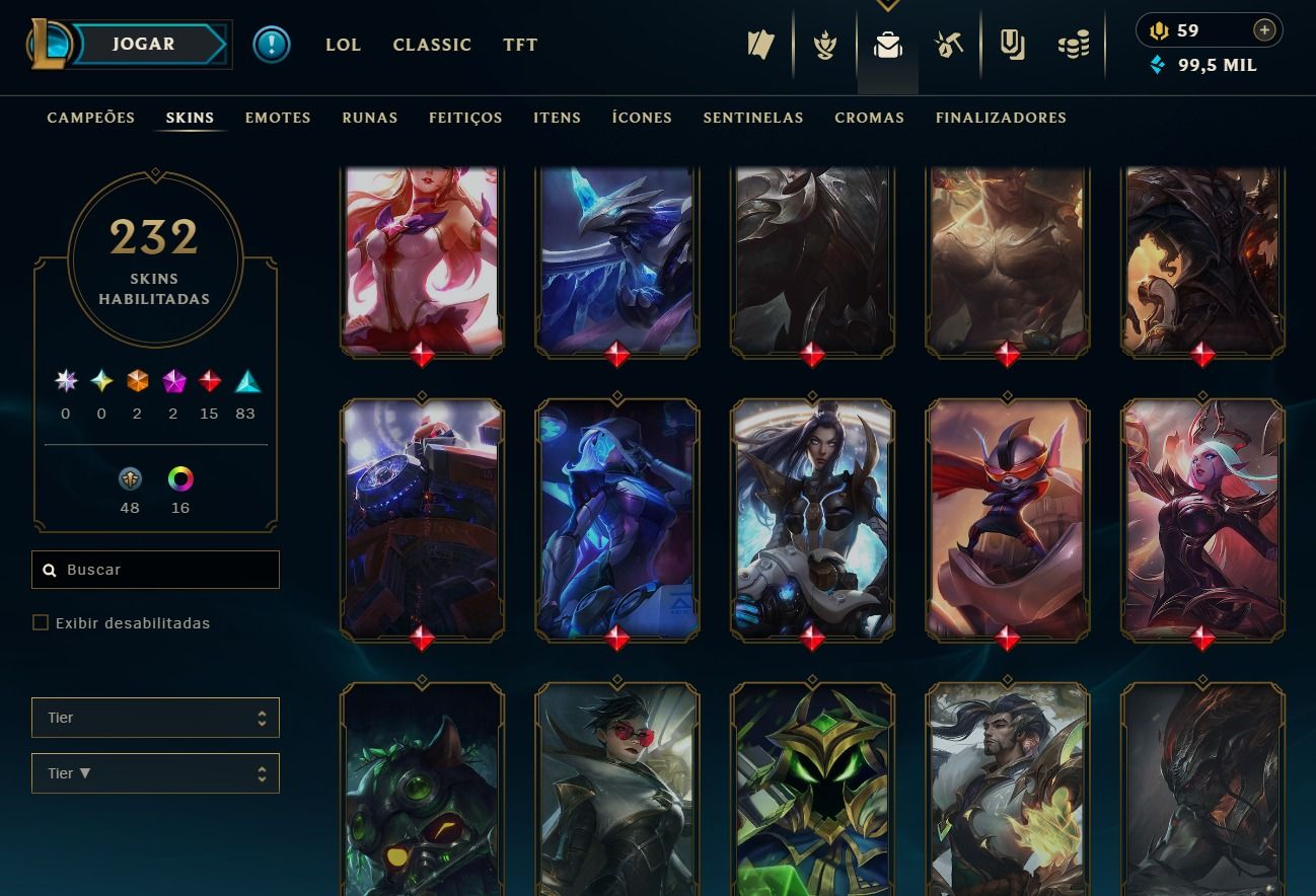 CONTA DE 2017 - 232 SKINS - LVL 374 - TODOS CAMPEÕES - 99K DE EA - 24 CROMAS
