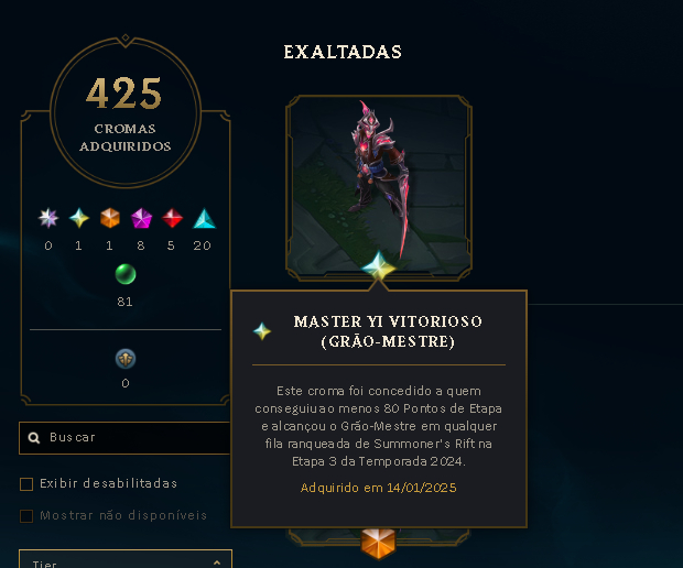 CONTA LOL 520SKINS - JINX FRAG, YAS BRANCO, CROMAS DE GM + 226 mitic essencias