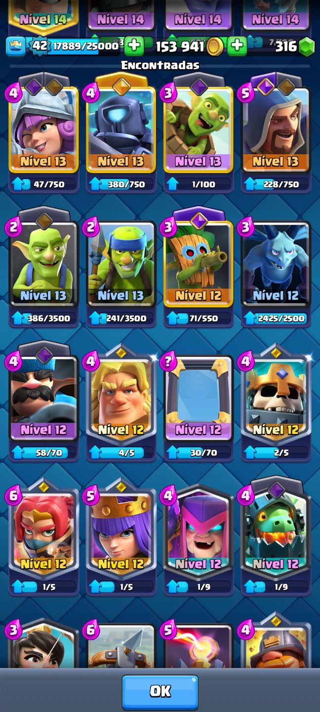 8.7K Troféus | KT 14 | Level 42 | 9 Evoluções | 121 Cartas Liberadas | 31 Emotes