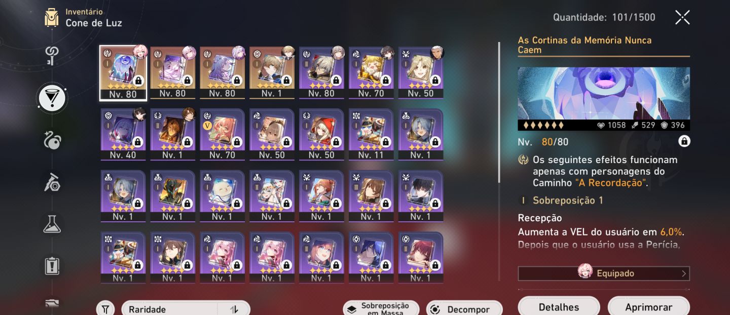 Conta hsr 9000 de jade Castorice+cone e noite eterna+cone