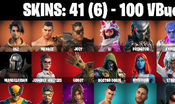 41 Skins | Mandalorian | Predator | Doctor Doom | Mystique | Groot | 100 VB