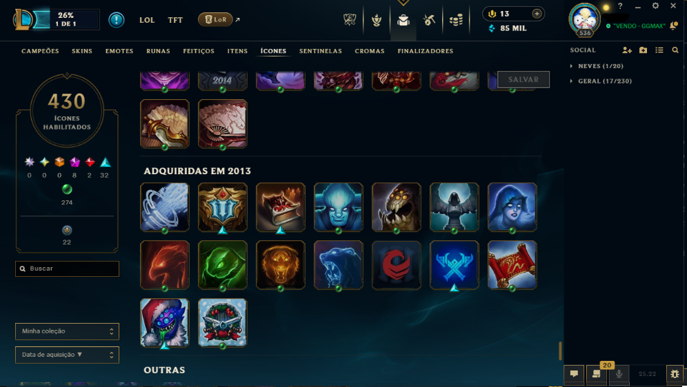 CONTA ANTIGA, +550 skins, mmr flex mestre/dima