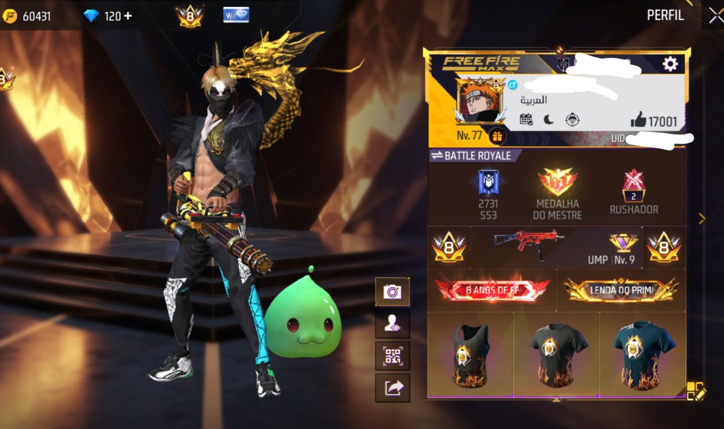 CONTA DE FREE FIRE PRIME 8 (MUITAS ATRIBUTADAS)
