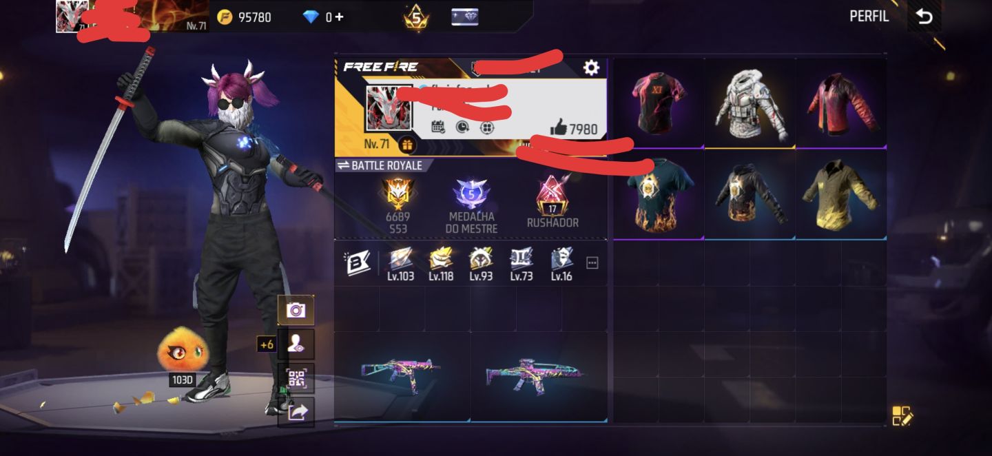 Conta free fire antiga 2018 com vários itens raros