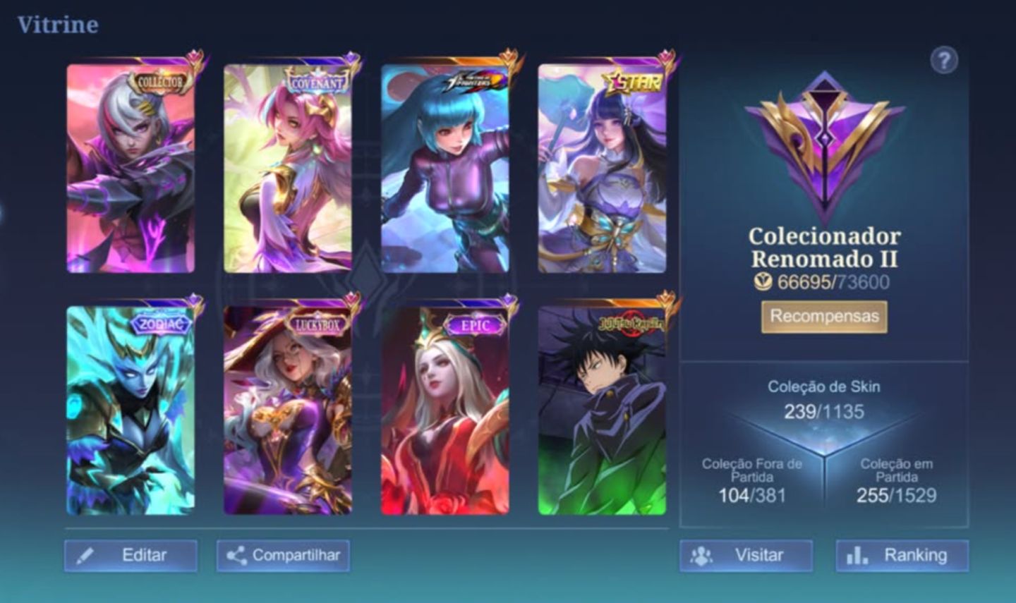 Conta Mobile legends varias skins lendarias