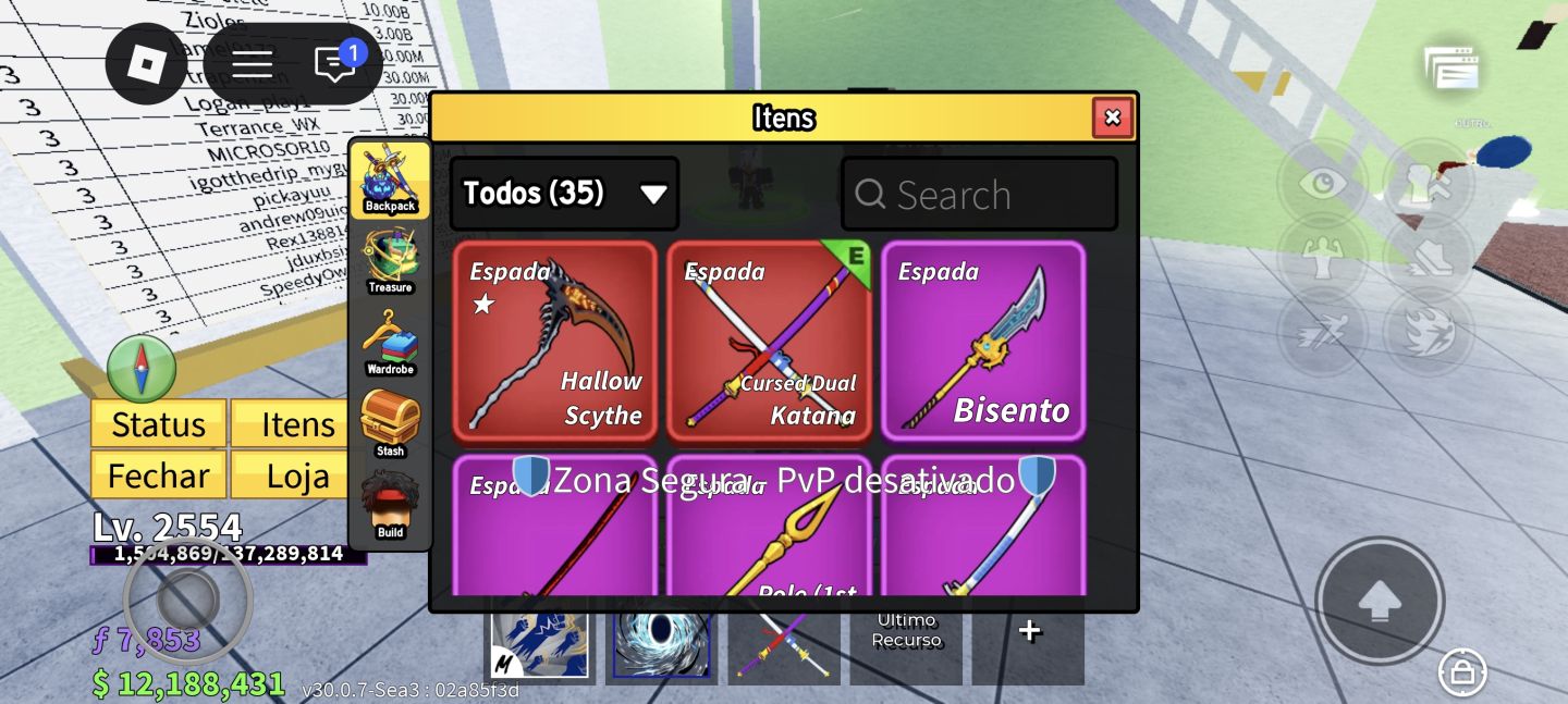 Blox Fruits | Nível 2554 | 5/7 Raças Evoluídas (2 V4) | 28 Frutas | $12M Money