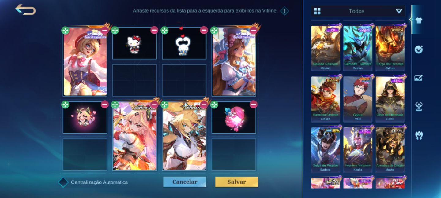 Conta Mobile Legends (Mlbb) Skins Sario e Selena Zenith, skins jjk e skin Naruto