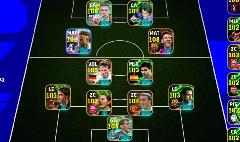 Conta efootball com MESSI DO TRIO MSN+MATHAUS++BATISTUTA E COMPANHIAS