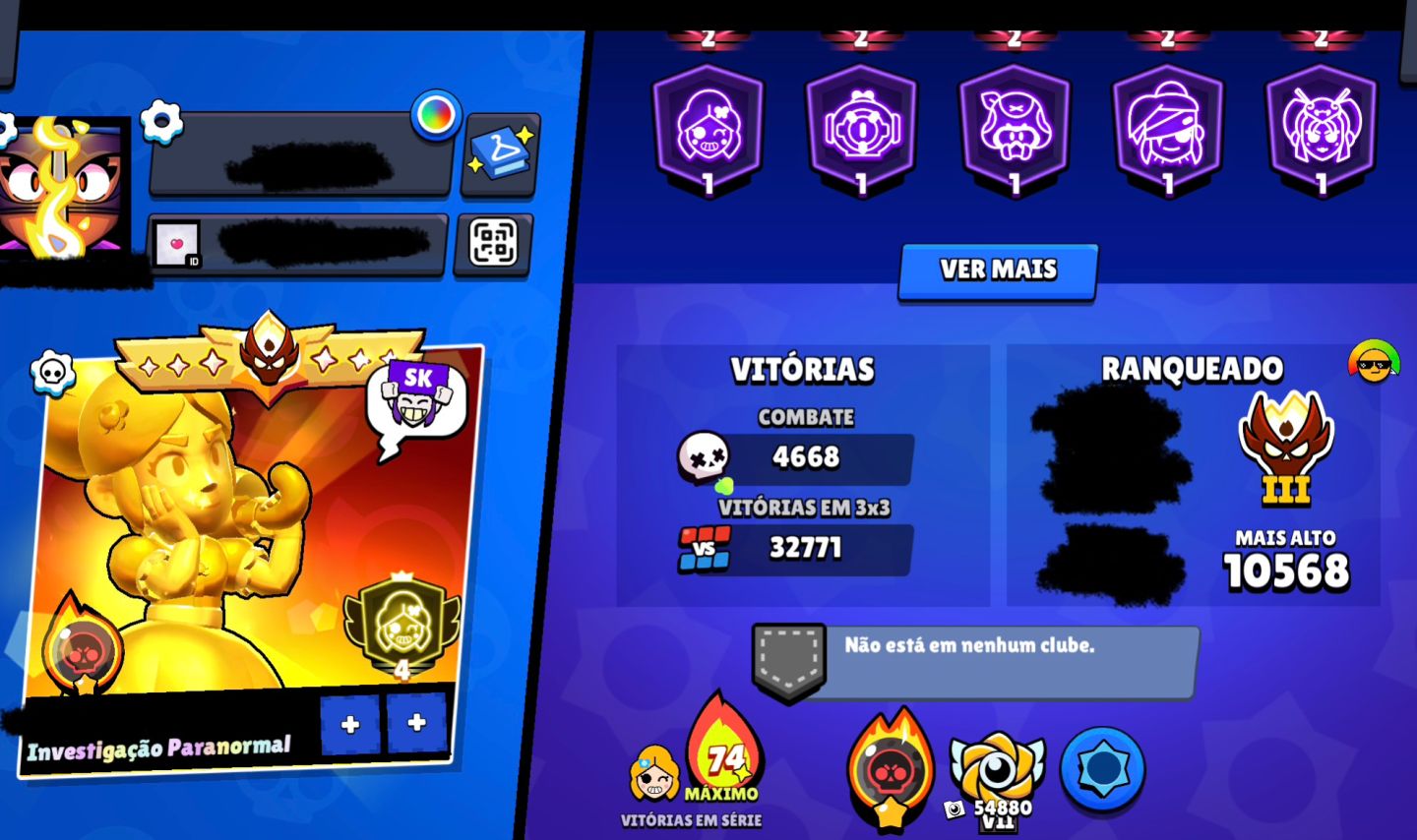 CONTA DE BRAWL STARS RARA E QUASE RANK PRO