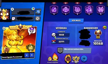 CONTA DE BRAWL STARS RARA E QUASE RANK PRO