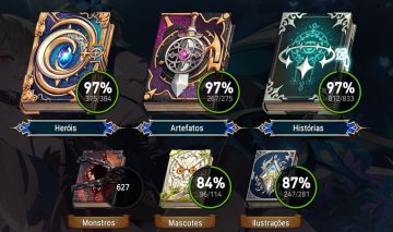 Vendendo conta end game com quase todos personagens e artefatos.