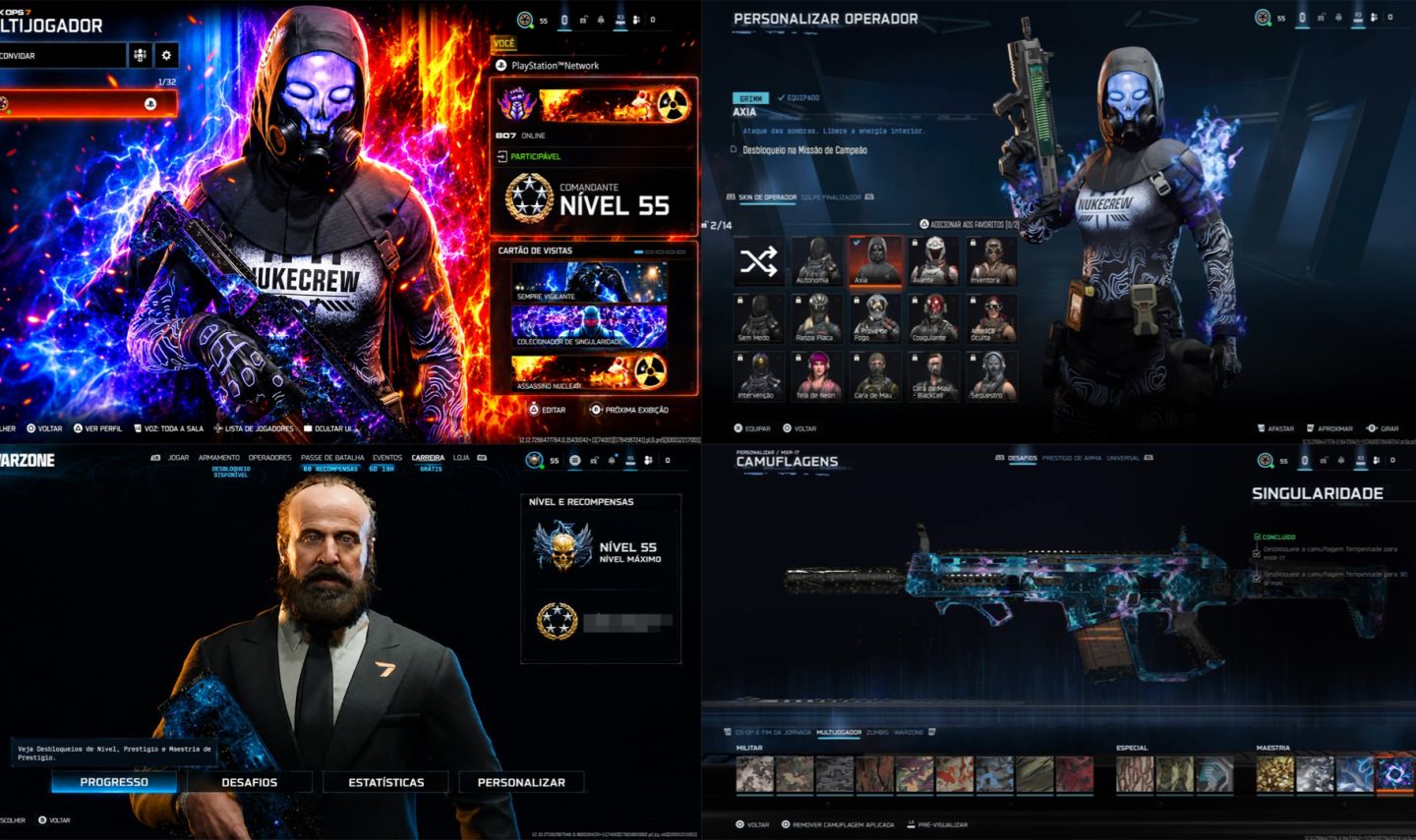 Contas C/ Nuke Warzone + Singularity + Nuke MP + Level 55