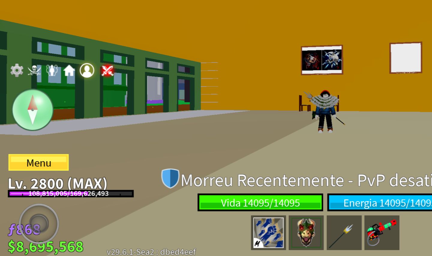 Conta bloxfruis com god human e trex ingerida level 2800(max)