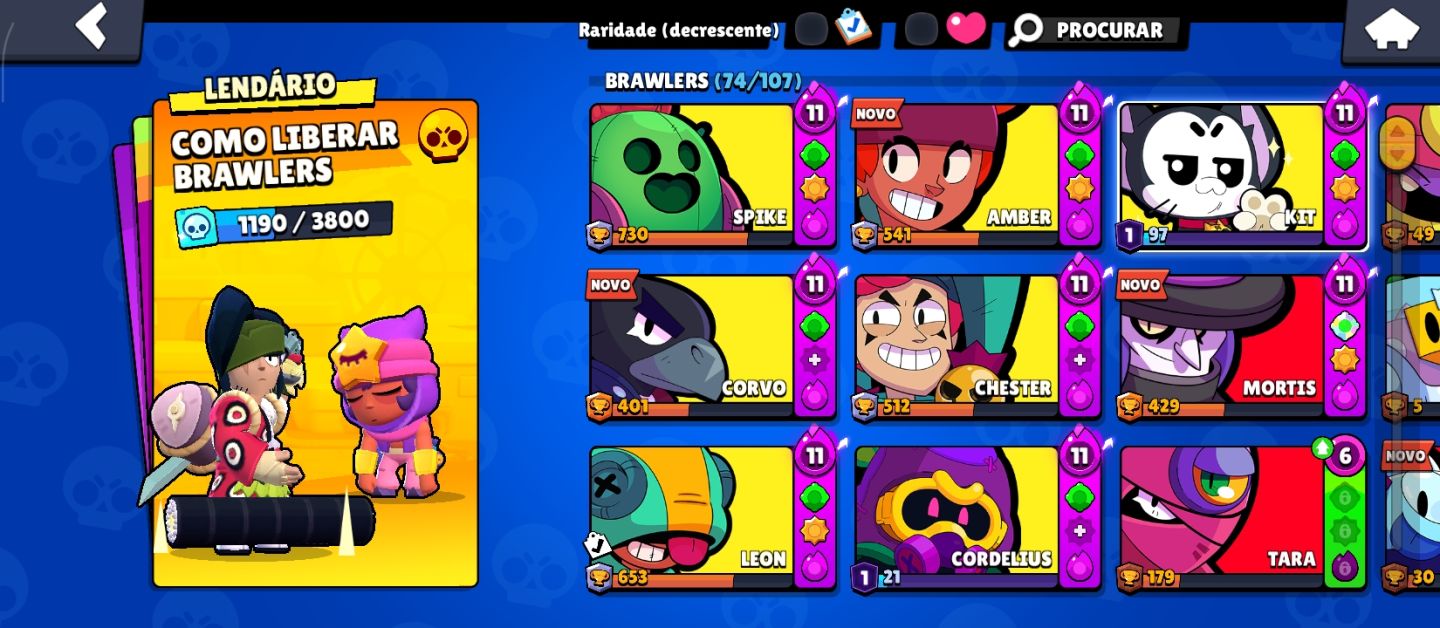 Conta Brawl Stars!! Tem 74 Brawlers Tem 13 Brawlers com Hipercarga
