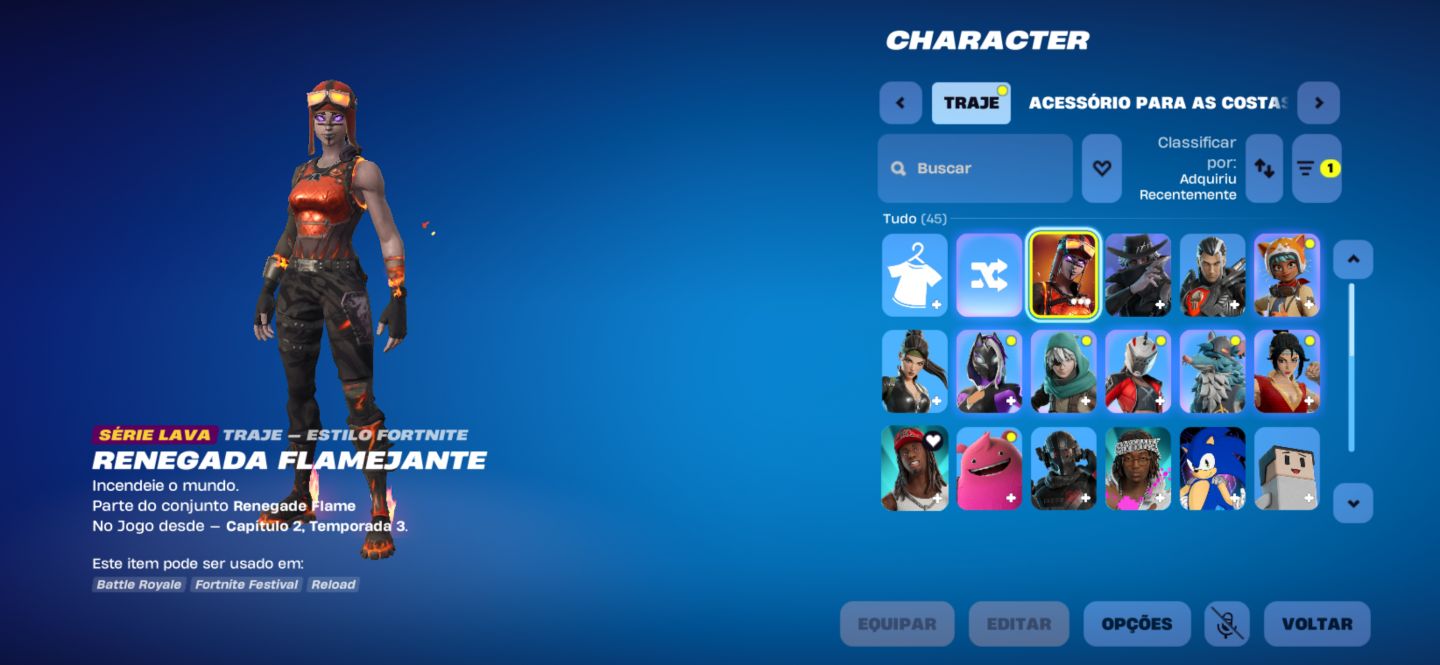 RENEGADA FLAMEJANTE + 45 SKINS + 58 ASAS + SONIC