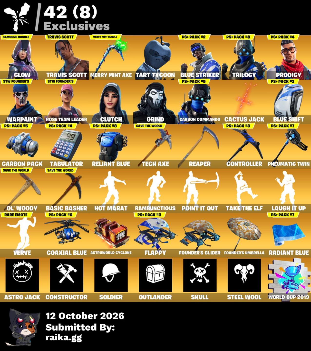 Conta Fortnite com Travis Scott, Glow, STW Fundador e Picareta Minty