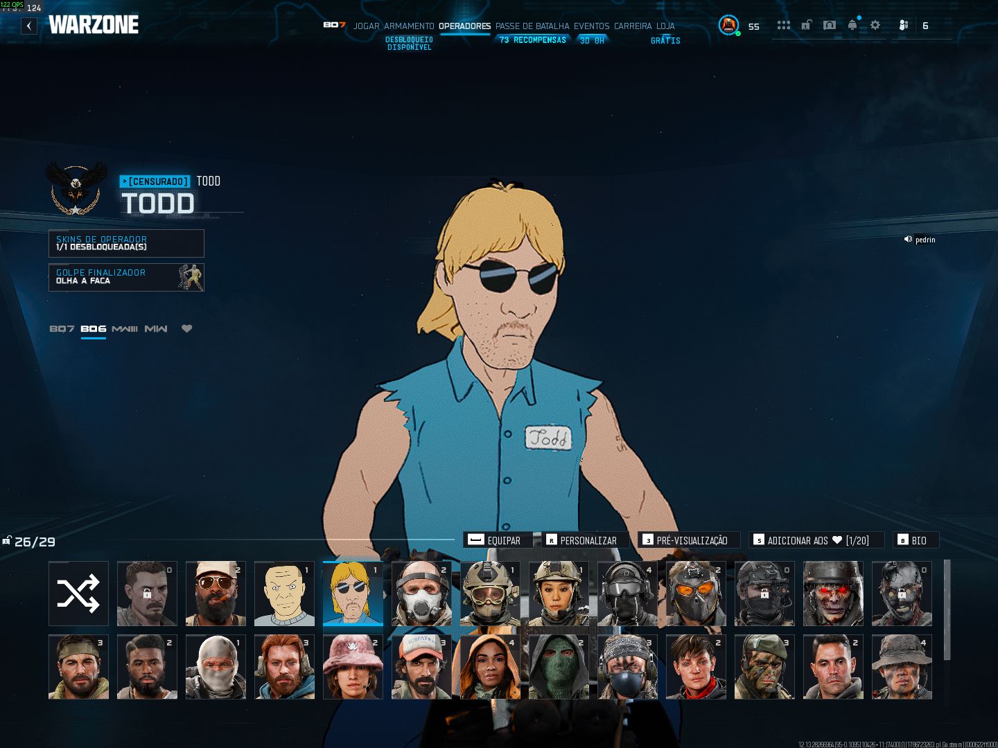 Conta warzone black noir,izzy,snoop dogg,cheech chong,iridas , michael myers