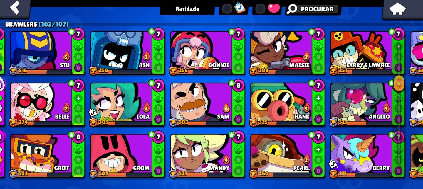 Brawl Stars 50K | 103 Brawlers | 240 SKINS | 13 Lendários | 54 Hipercargas