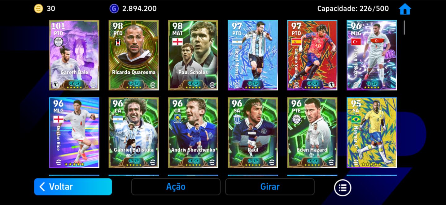 CONTA EFOOTBALL MOBILE BALE 107 NARUTO BLITZ CURLER+ RICARDO QUARESMA 104
