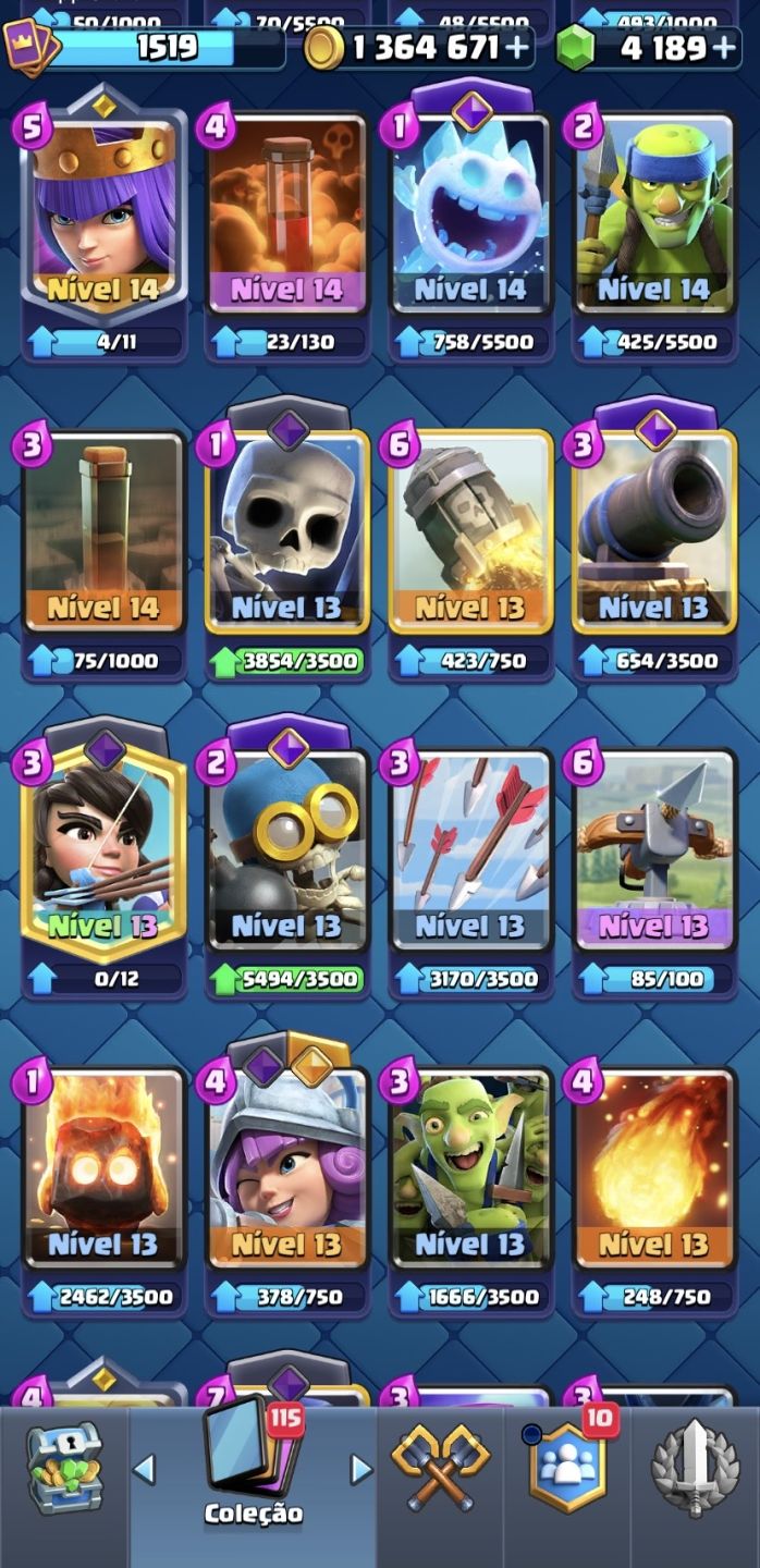 CONTA CLASH ROYALE OG 9 ANOS - 10k TROFÉUS + 1.3M OURO + 4.1k GEMAS, MUITAS EVO