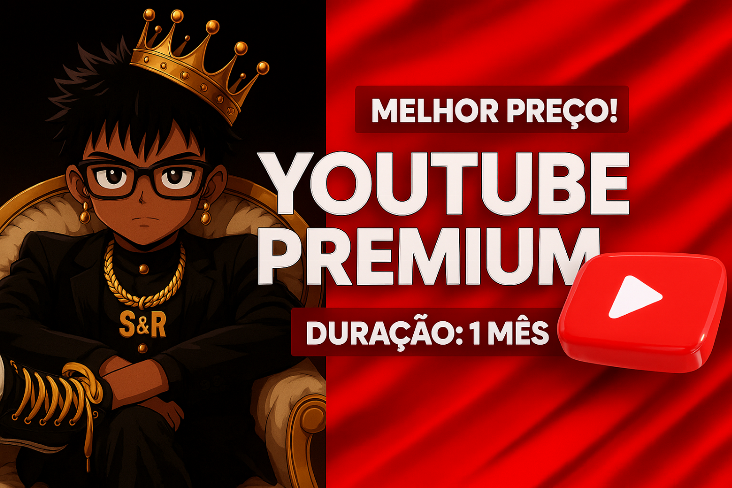CONTA YOUTUBE/MUSIC PREMIUM INDIVIDUAL (30 DIAS)