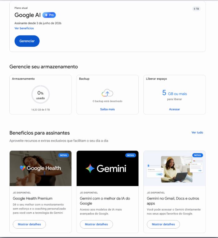 Google AI PRO Gemini + Flow + VEO 3.1 + 5 TB NA SUA CONTA GOOGLE