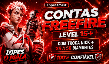[MELHORES CONTAS] CONTA FREE FIRE LV15+30 DIAMANTES+SKIN REI CAVEIRA+TROCA NICK