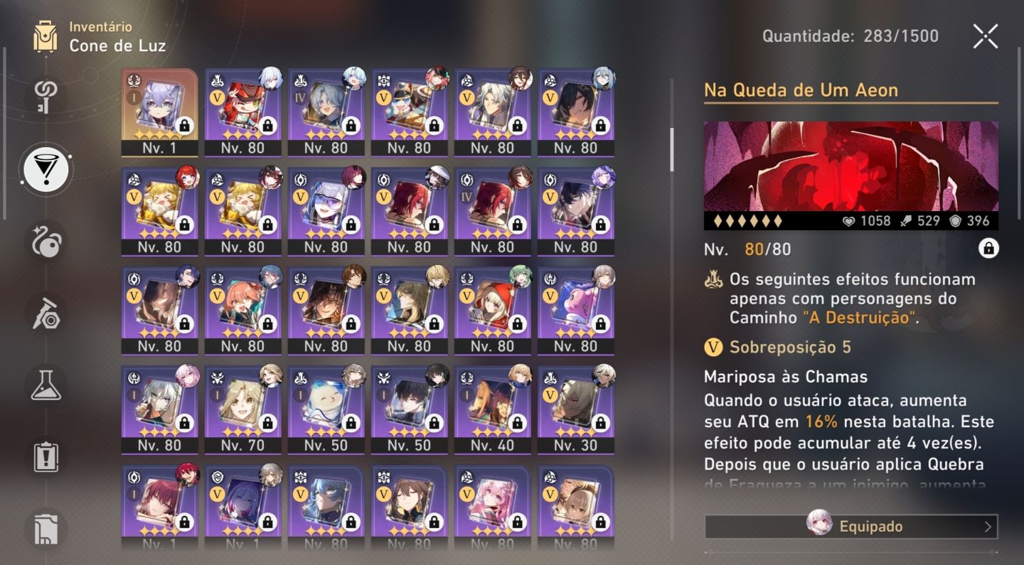 Conta HSR LV MAX | Endgame | Full Eventos | 28 Personagens E 15 LC Limitados