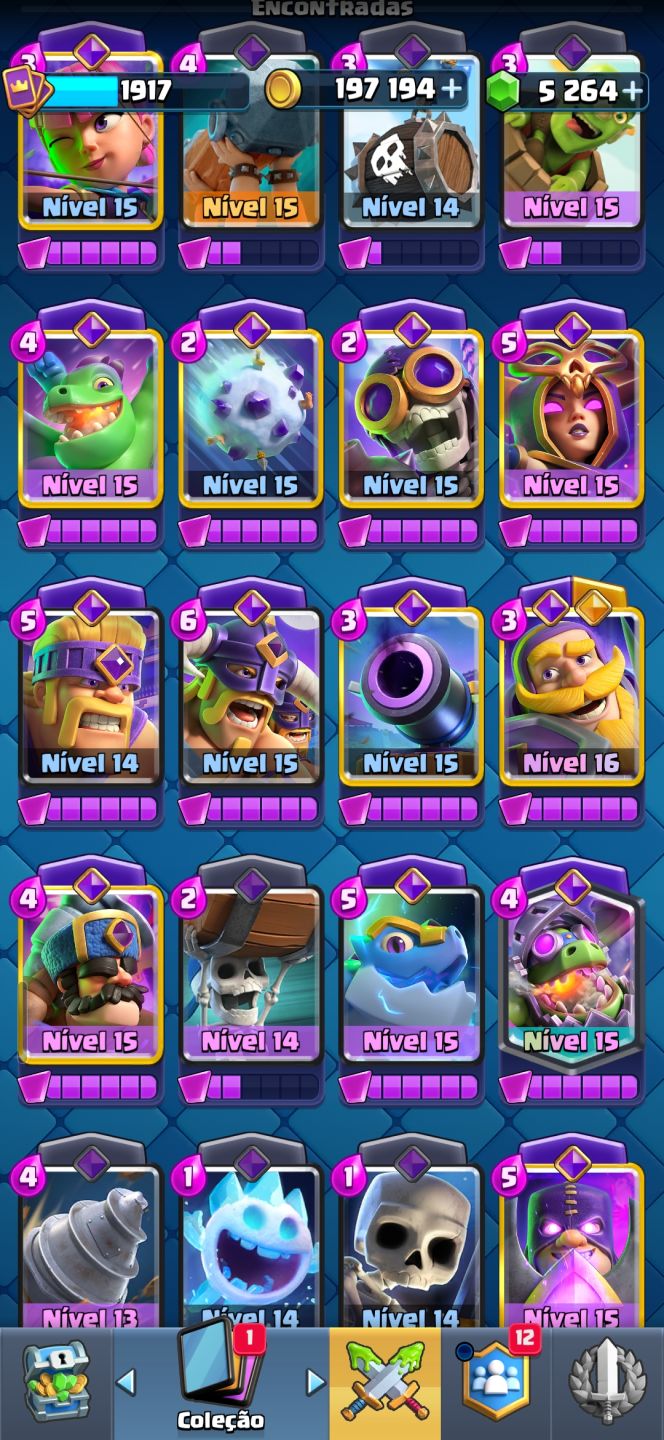 CONTA 2 EM 1! CLASH ROYALE FULL EVOSMÁXIMO+CLASH OF CLANSCV11 MAX5500+GEMAS
