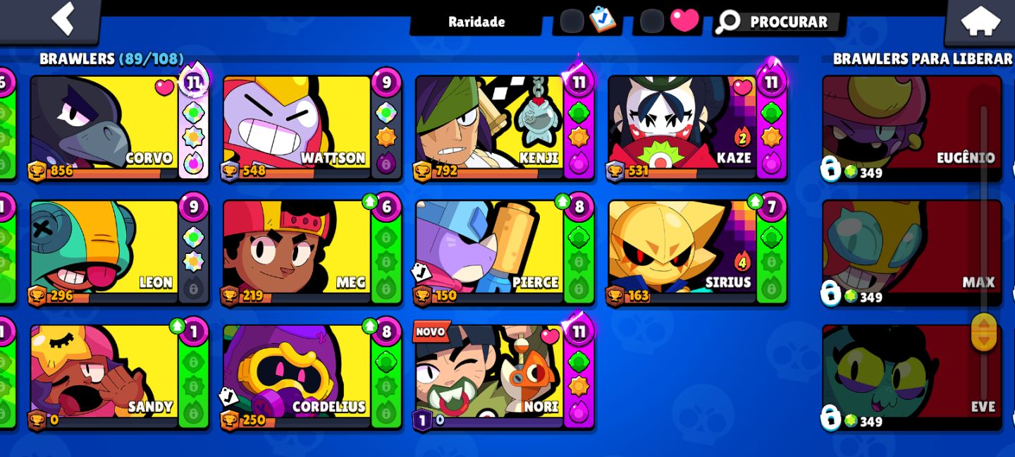 Conta de Brawl stars | 2023 | itens raros | Nori P1 em destaque