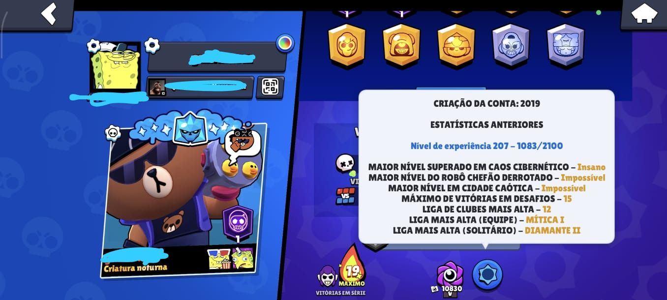 CONTA BRAWL STARS ANTIGA (2019) 96/100 BRAWLERS