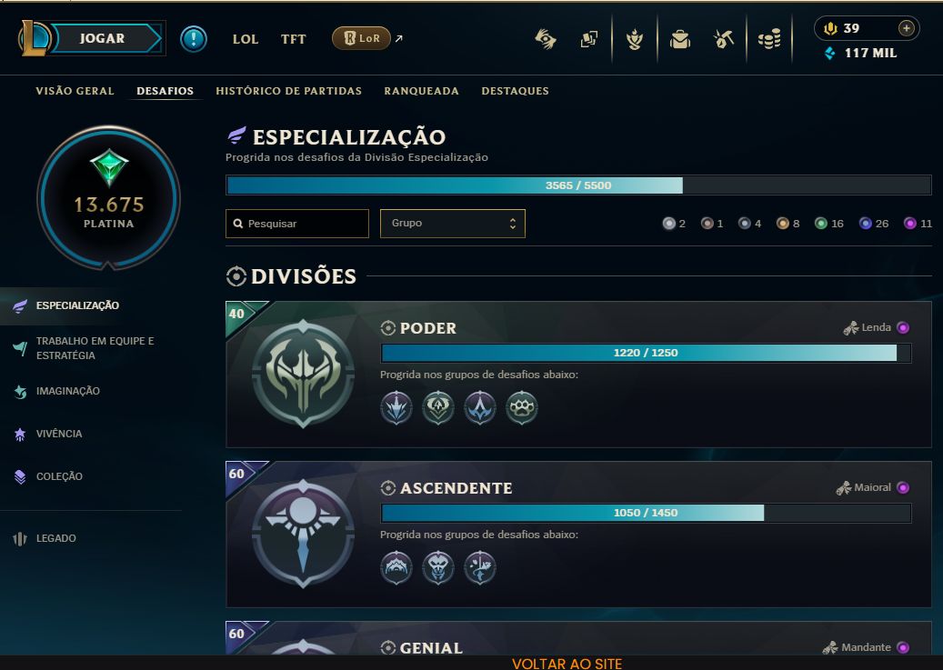 CONTA LOL - LV460 - PLAT4 - ALL CHAMPS
