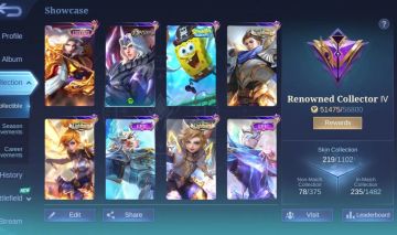 CONTA MOBILE LEGENDS COM 219 SKINS RENOMADO [SMURF] LEIA DESC