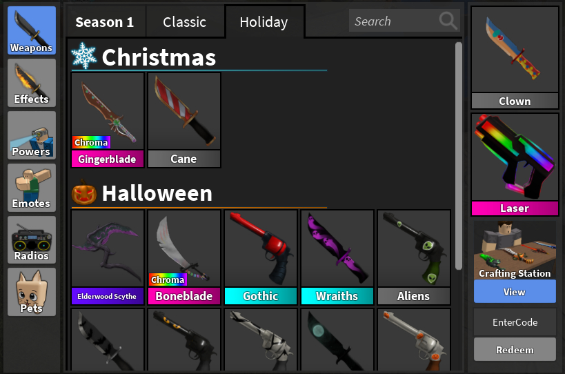 Murder Mystery 2 Chromas / Uniques / Godlies
