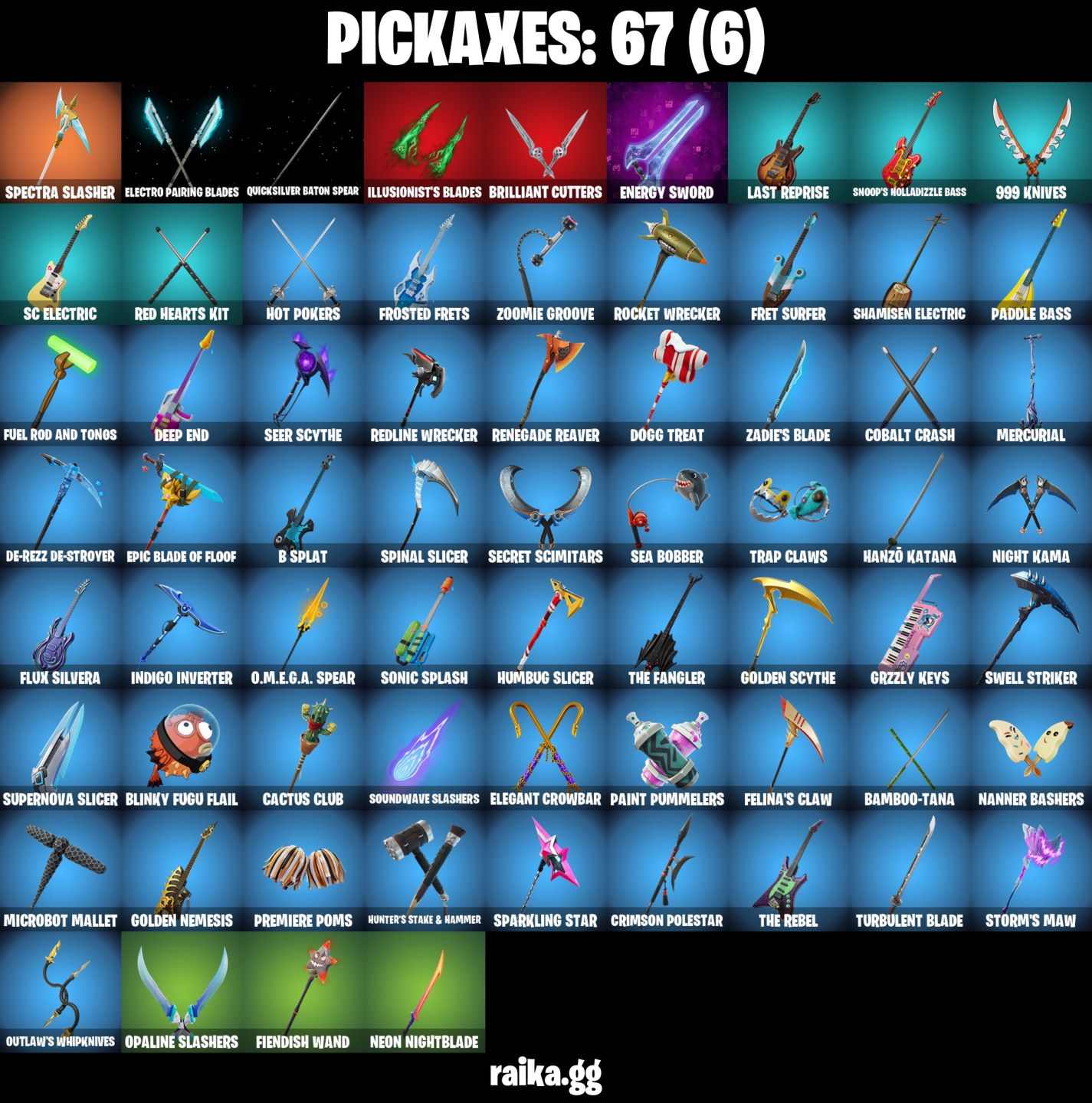 26 Skins - subzero cryptic, cobalt snowfoot, santa dogg, 450 vbucks