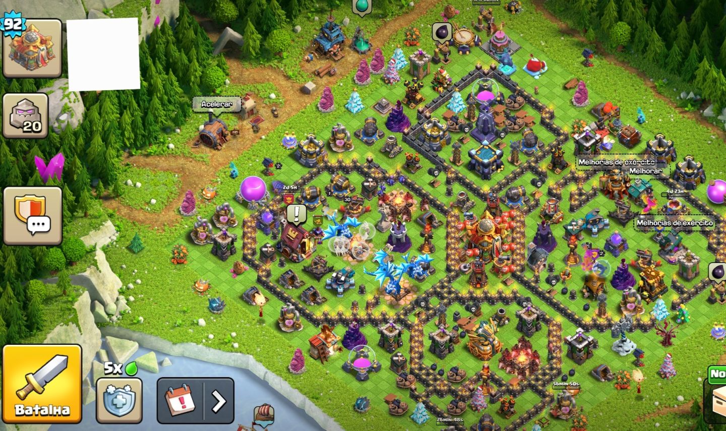 CONTA CLASH OF CLANS RUCHADA level 90 com 5 construtor e tropas evoluídas