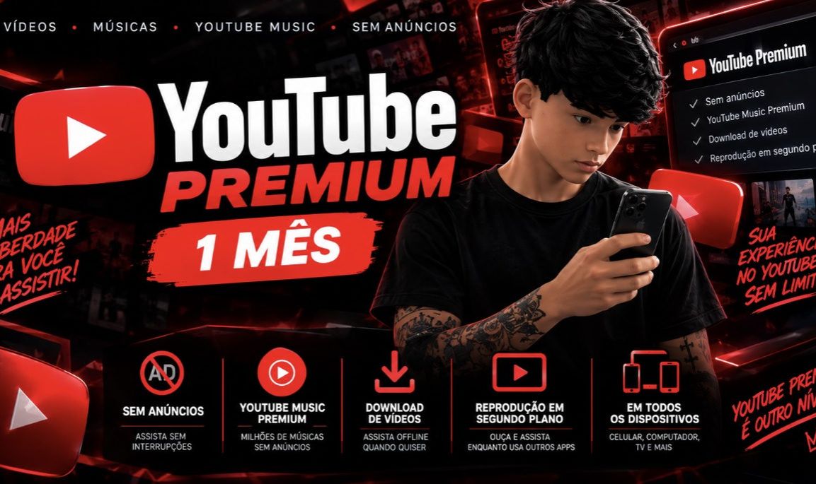 YOUTUBE PREMIUM 1 MÊS (LINK)