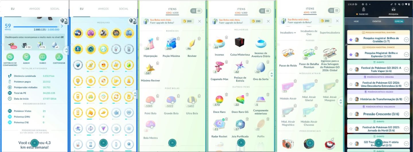 CONTA POKEMON GO LEVEL 59 | 288 LENDARIO | 312 BRILHANTE | 602 TRAJE | ANO 2016