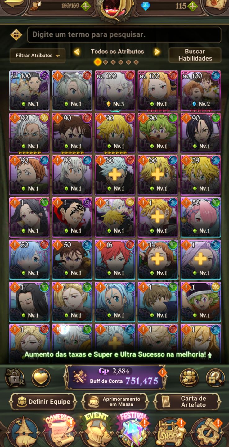 Conta com collab/ Subaru e Beatrice+Emilia vermelha+Priscilla/Todos de relíquia