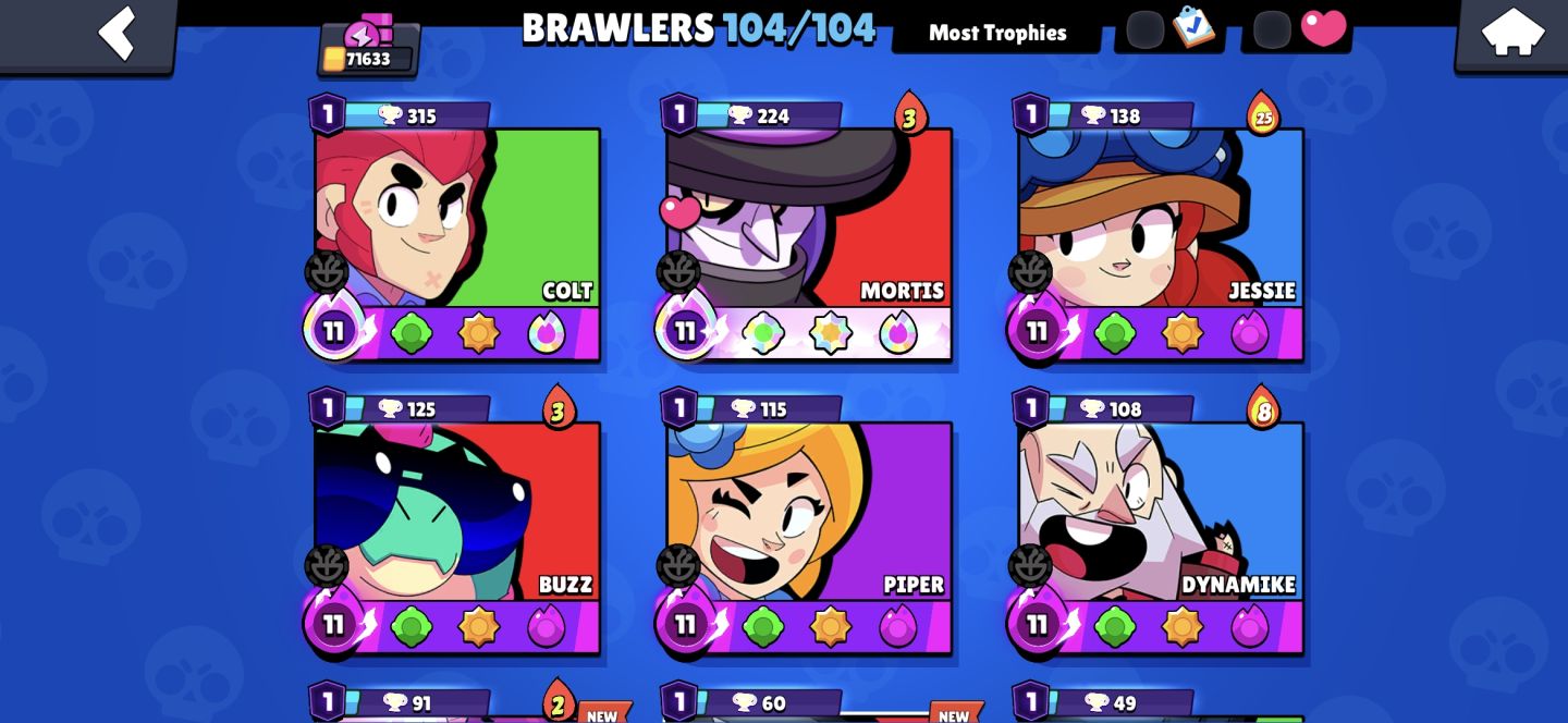 Conta Brawl stars 70k+ 104/104 Skins raras e esclusivas