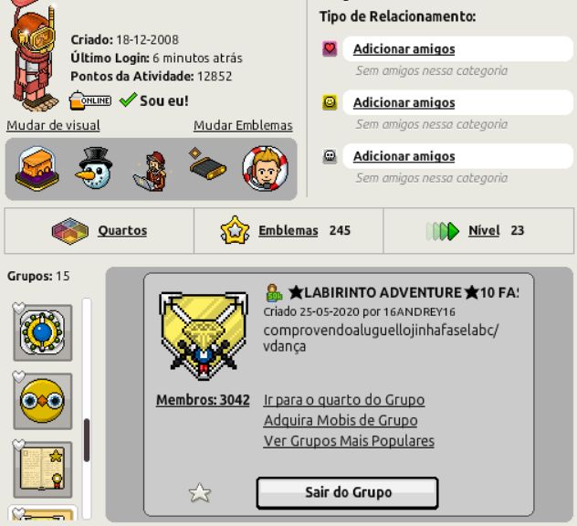Conta Habbo hotel br 2008 alguns raros visuais