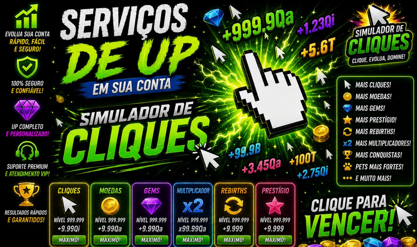 SERVIÇOS DE UP EM SUA CONTA SIMULADOR DE CLIQUES | ROBLOX