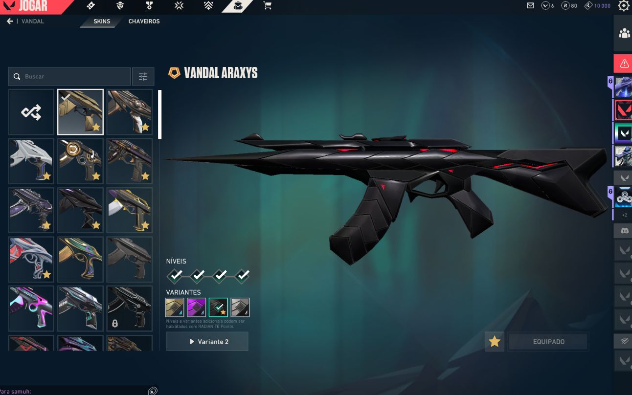 Conta valorant 9 vandal, 8 phantom, 5 skins de faca, operator 2.3k gastos