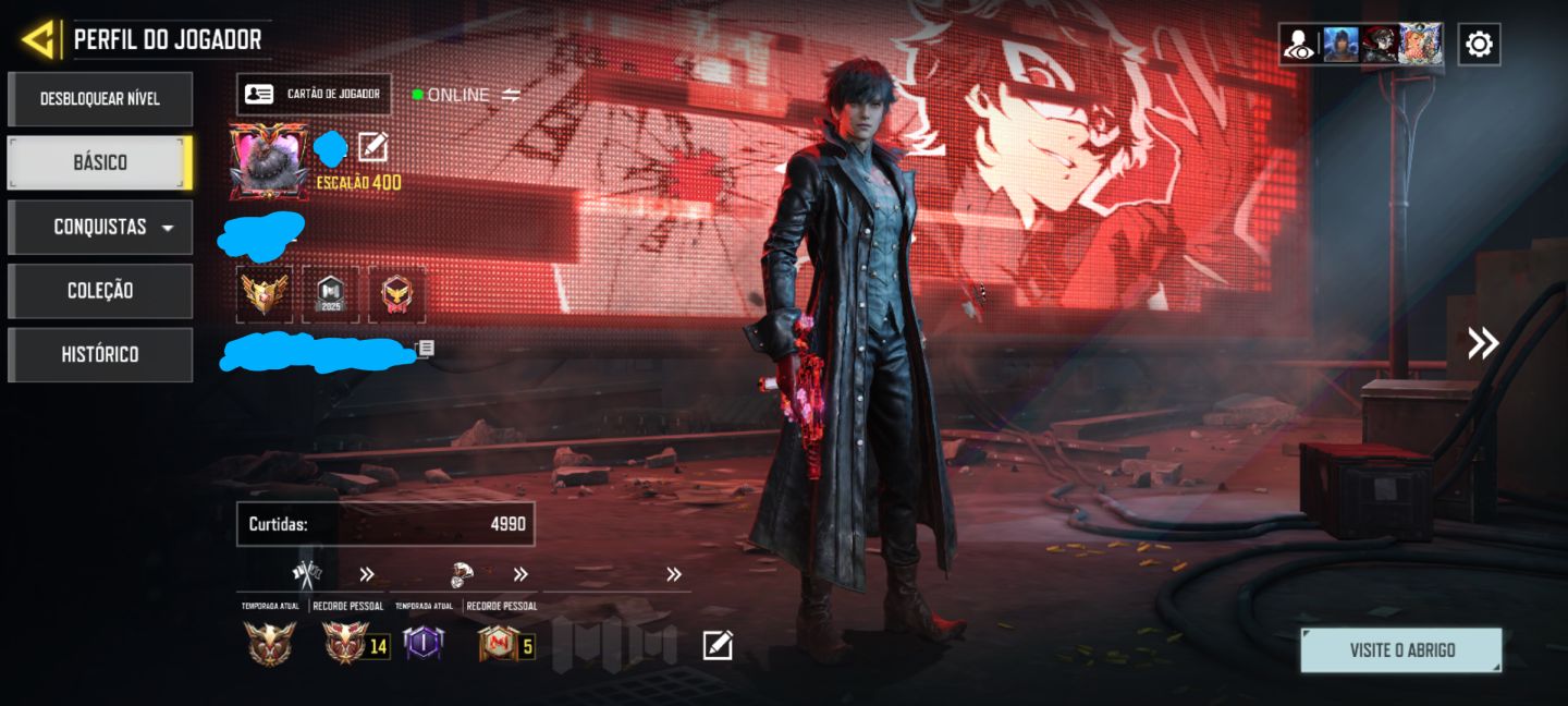CONTA COD MOBILE NÍVEL 400 | 2 MÍTICAS + 17 LENDÁRIAS + CIPHER JOKER (PERSONA 5)